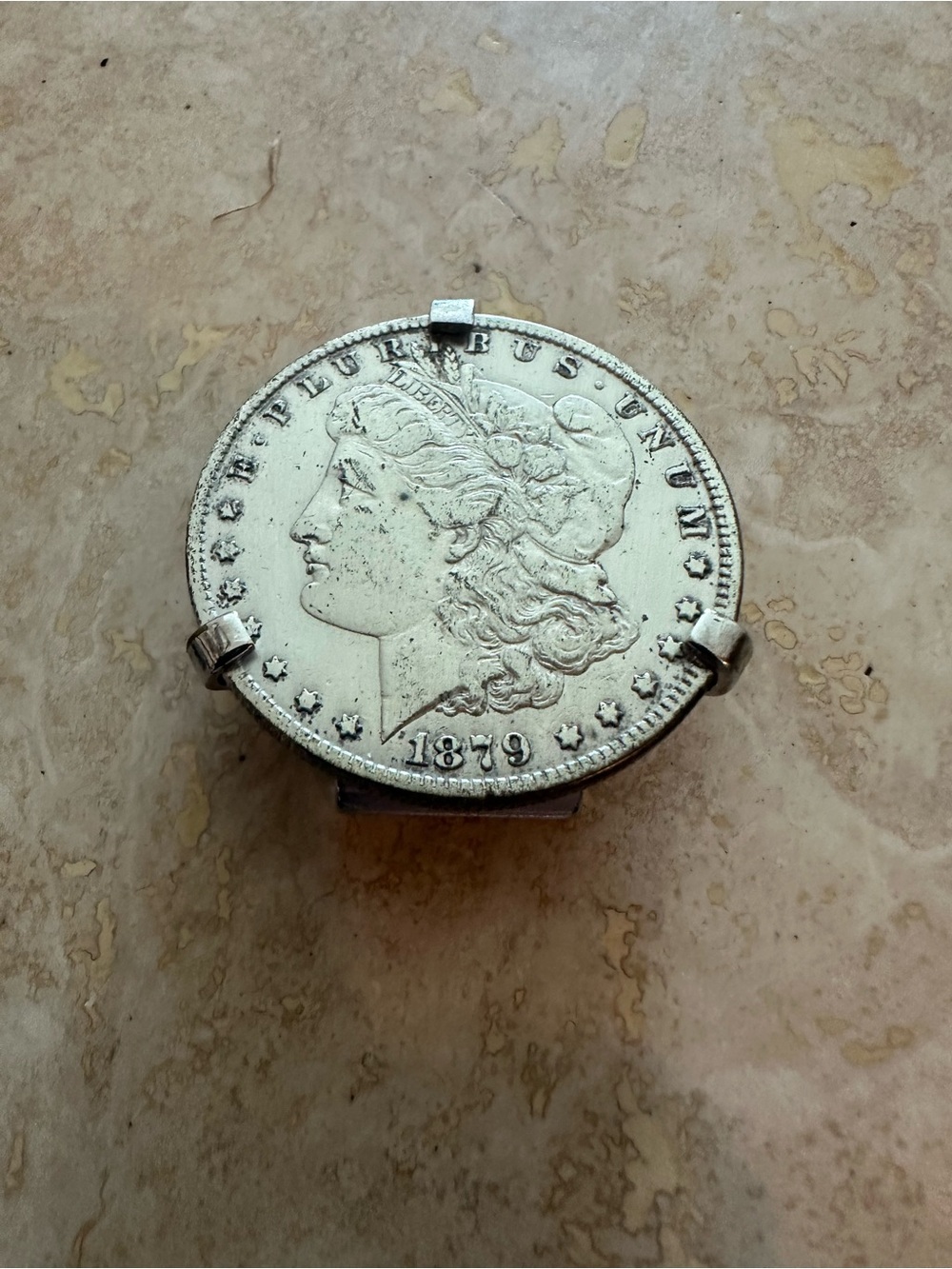 1879 Morgan Silver Dollar Coin Pendant - Silver Tone